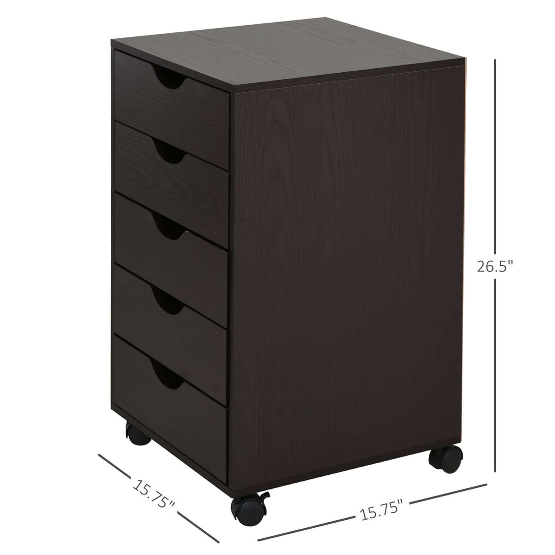5-Drawer File Cabinet with Wheels – Brown