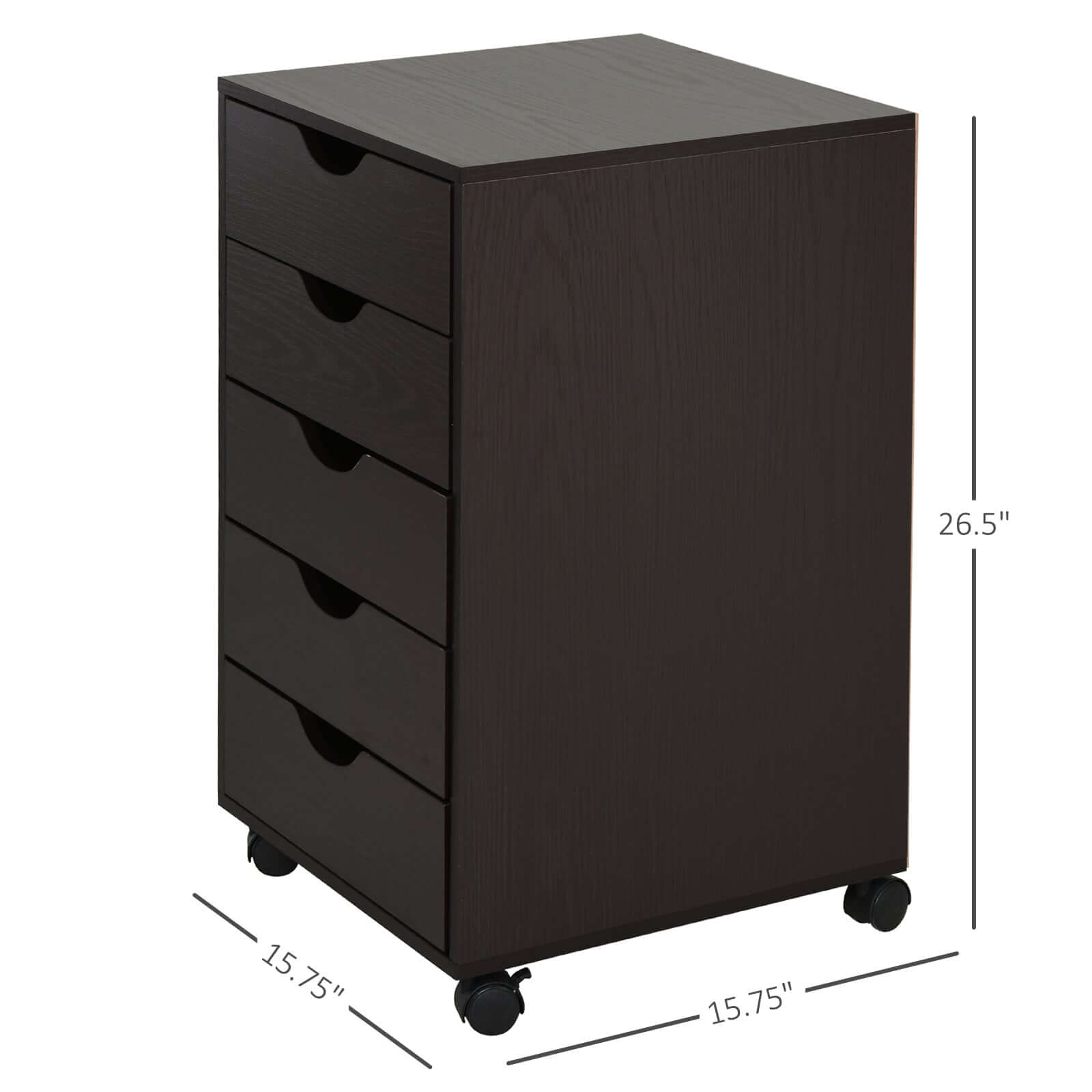 5-Drawer File Cabinet with Wheels – Brown