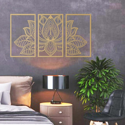 Golden Lotus Mandala Metal Wall Art