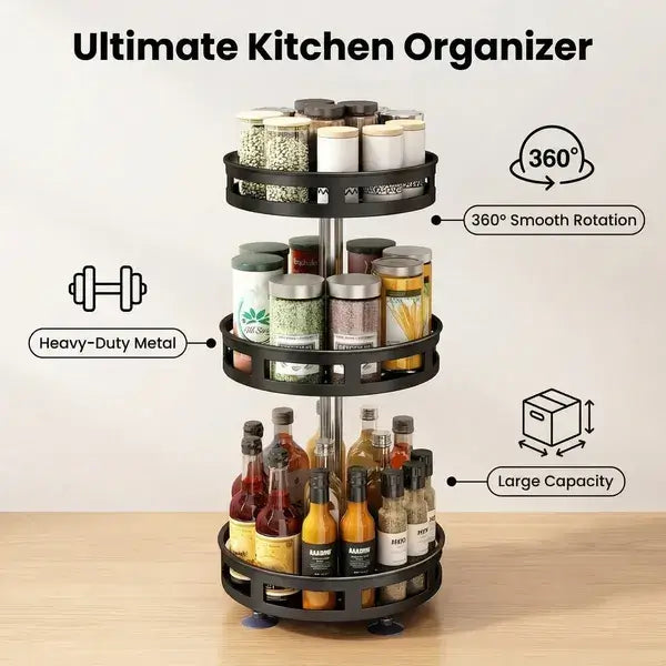 3-Tier 360° Metal Rotating Spice Rack