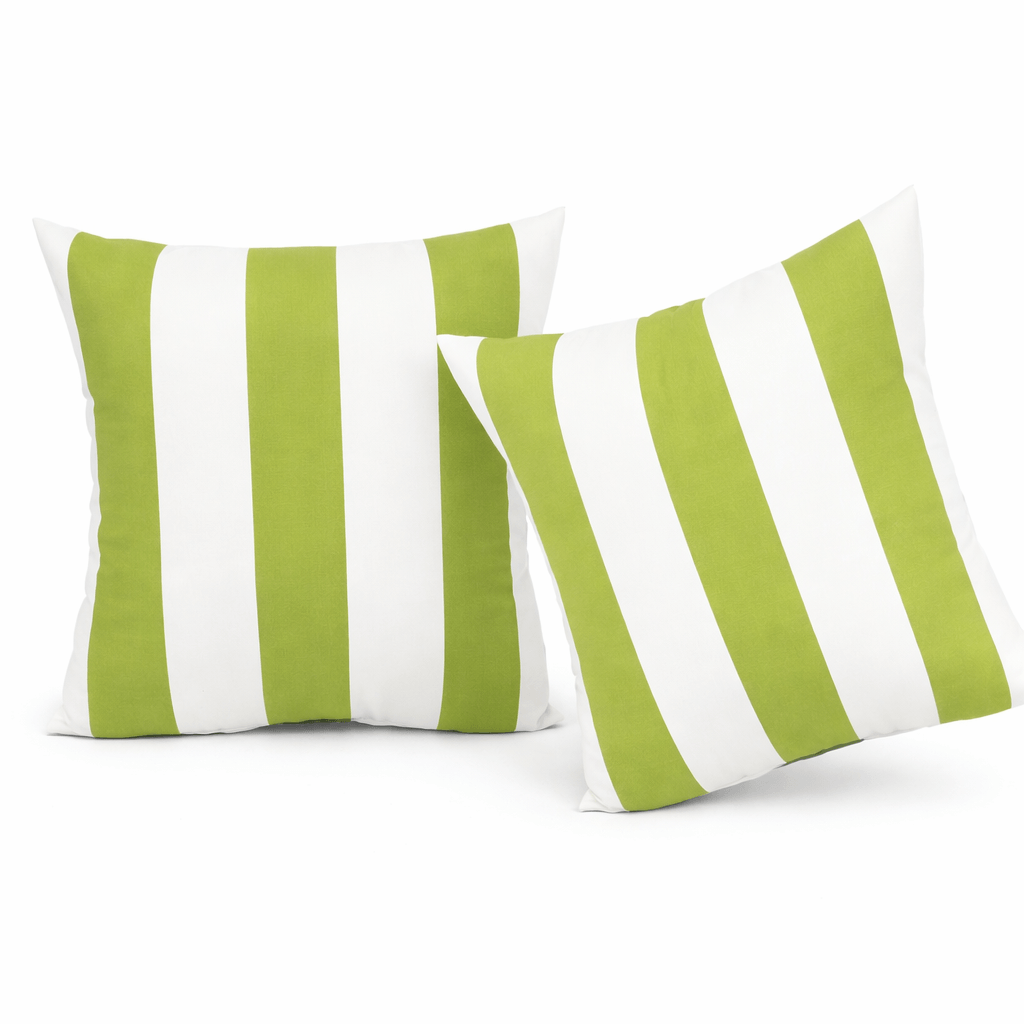 Waterproof Outdoor Throw Pillows – Green White (2-Pack)