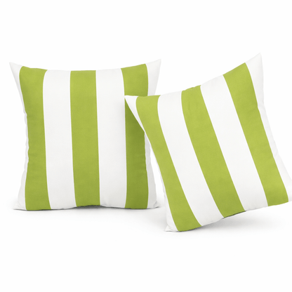 Waterproof Outdoor Throw Pillows – Green White (2-Pack)