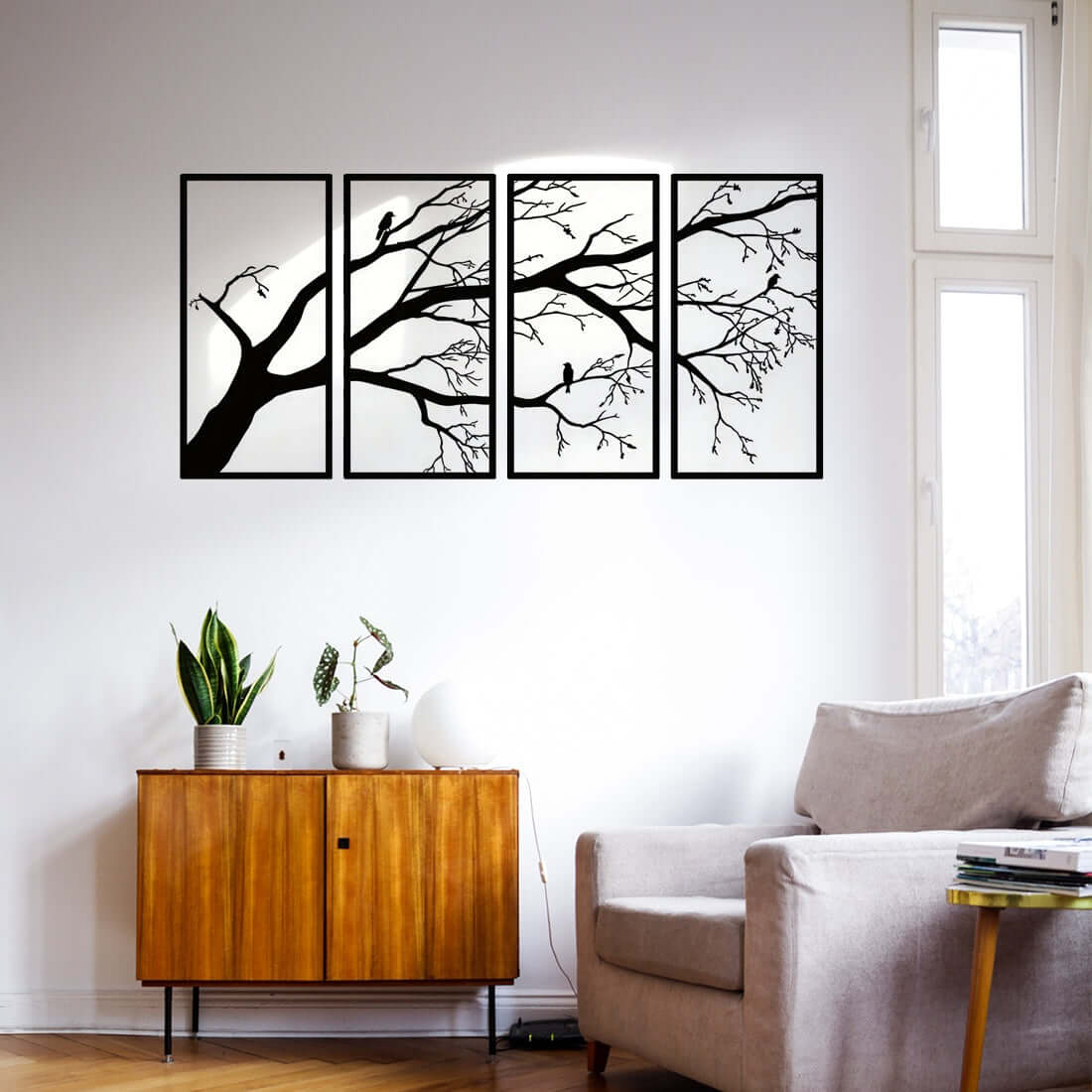Black Tree of Life Metal Wall Art Set of 4