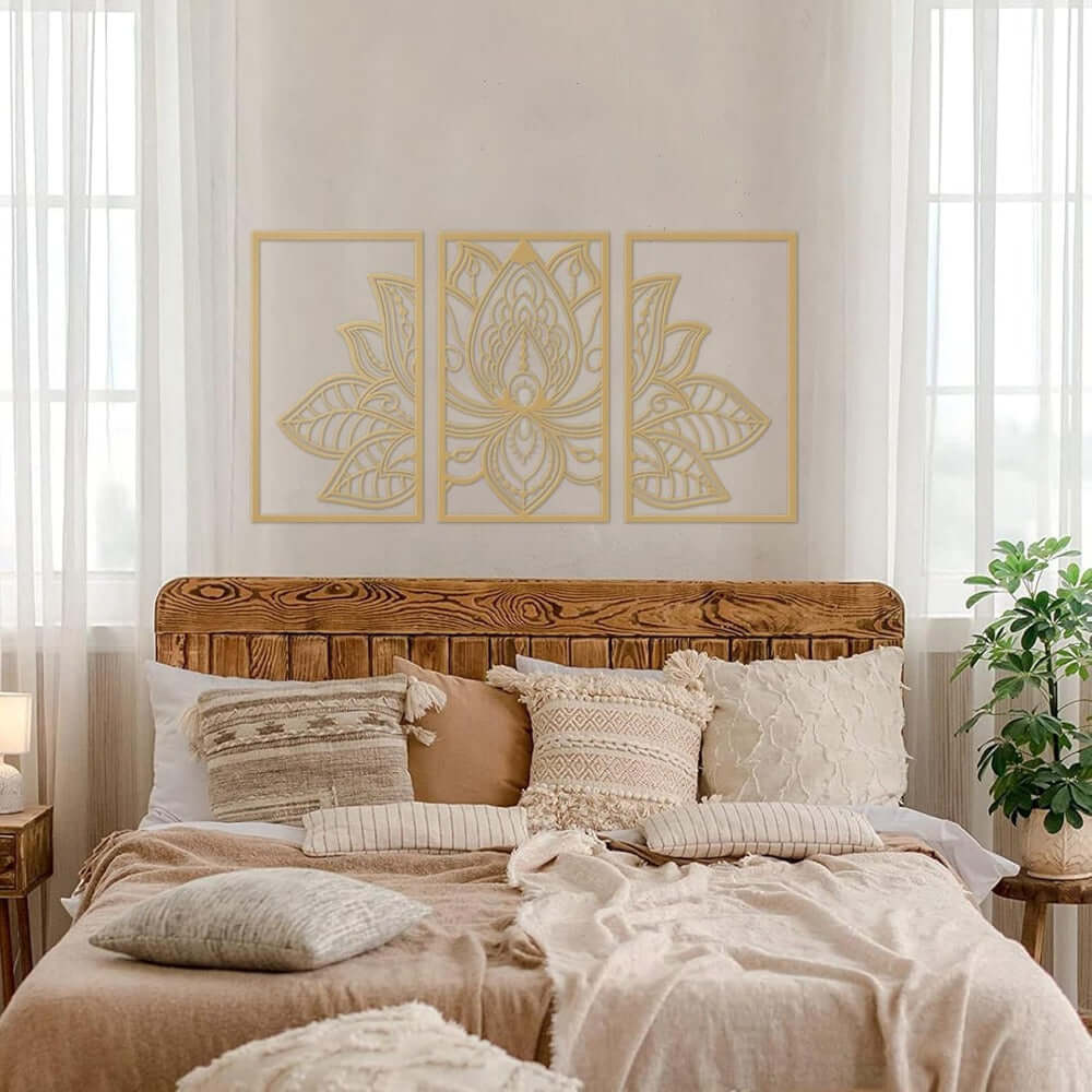Golden Lotus Mandala Metal Wall Art