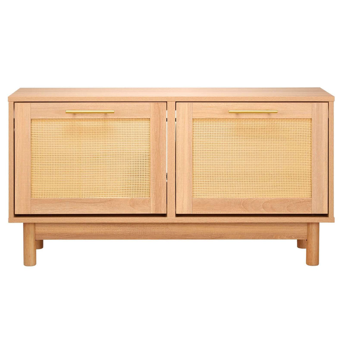 Rattan Entryway Shoe Bench with Flip Drawers