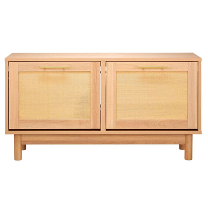 Rattan Entryway Shoe Bench with Flip Drawers