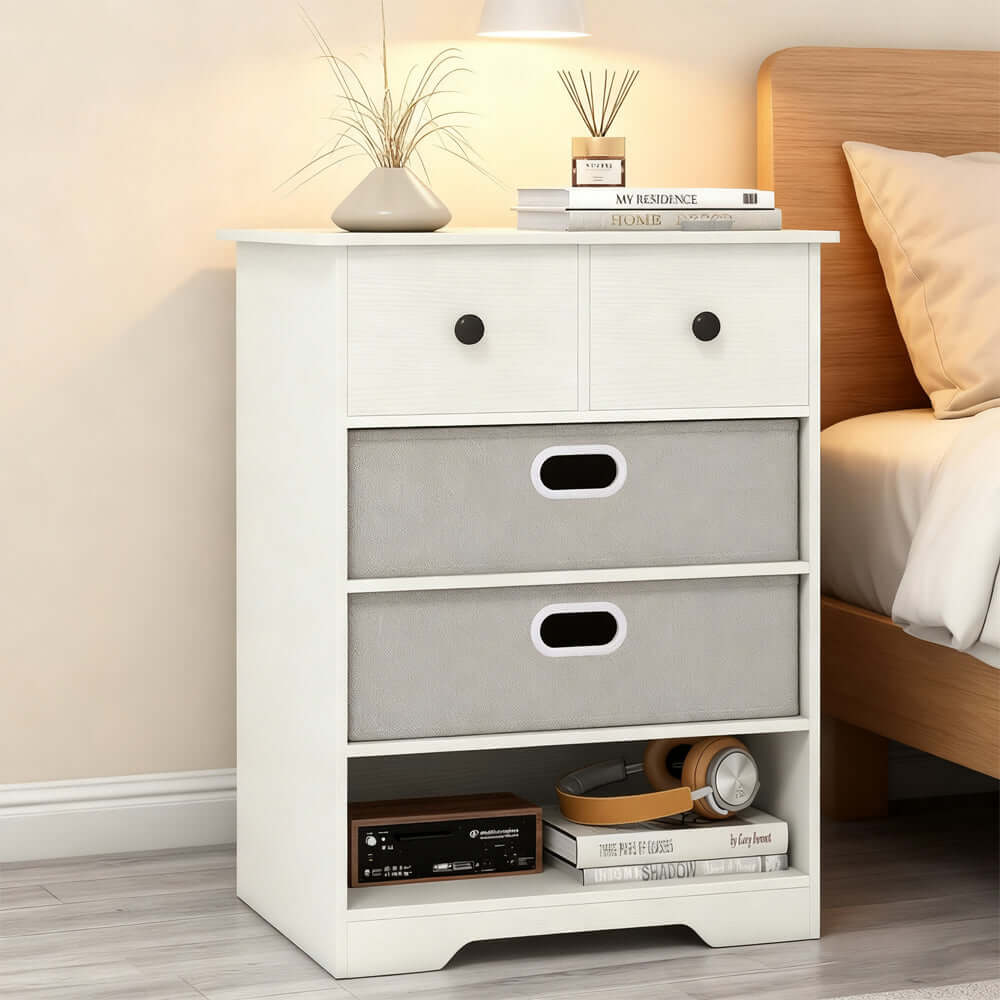 4-Drawer Dresser with Open Shelves